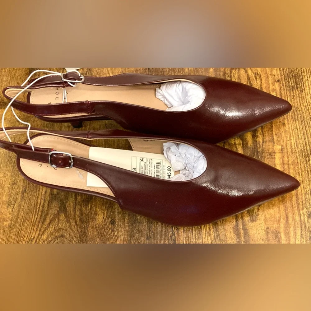 Women’s Samantha Sling Back Kitten Heels – a New Day™ Burgundy Size 8 new - Picture 4 of 7